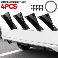 Newprodectscoming 4Pcs Curved Car Rear Bumper Addon Lip Diffuser Shark Fin Universal Spoiler Splitter Fashion Car Styling Accessories Glossy Black