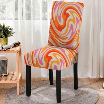 Ink Style Swirl Pattern Chair Cover Spandex Computer Office Chair Washable Dining Chair Covers Fundas Para Sillas
