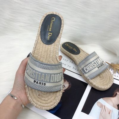 Embroidered One Word Slippers Womens Flat Bottomed Letters Fishermans Slippers Flat Bottomed Outer Wearing Slippers
