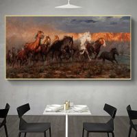 Wild Horse และ Horse Group ภาพวาดผ้าใบ Wall Art โปสเตอร์พิมพ์ภาพผนังสำหรับห้องนั่งเล่น Home Cuadros New