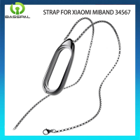 BassPal สายสำหรับ Xiaomi Mi 3/4 5/6/7สายรัดข้อมือจี้สร้อยคอ MiBand 6/5/4 3นาฬิกาโลหะสแตนเลสสายรัดข้อมือสร้อยข้อมือเหล็ก Miband 7สีดำ