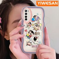 YIWESAN เคสสำหรับ Xiaomi Redmi Note 8 2021 Note 8T ลายการ์ตูนน่ารักดินสอสีชินจันขอบคลื่นแฟชั่นเคสโทรศัพท์แบบใสกล่องกันกระแทกซิลิโคนนิ่มป้องกันเลนส์กล้องเคสโปร่งใสเรียบง่าย