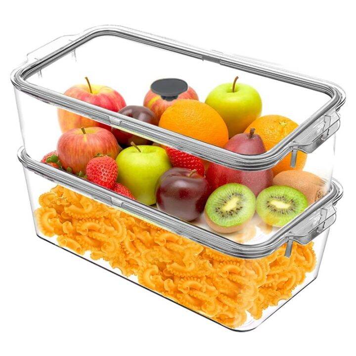 2 Pack Clear Storage Bins with Lids, Large Pantry Organization and Storage Stackable, Food