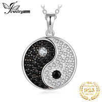 2021JewelryPalace Tai Chi Yin Yang 925 Sterling Silver Pendant Necklace Women Natural Black Spinel Round Gemstone Pendant No Chain