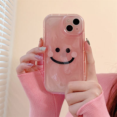 การไล่ระดับสีจังหวะที่เรียบง่ายรอยยิ้มใบหน้าโทรศัพท์กรณีสำหรับ iPhone14 เคสซิลิโคนสีชมพูเรียบง่ายสำหรับ iPhone12ProMax กรณีอุกกาบาต IMD สำหรับ iPhone13pro กรณีโทรศัพท์สีชมพูโปร่งแสงสำหรับ iPhone11