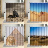 Western Landscape Shower Curtain Desert Egypt Pyramid Famous Sights Scenery Bathroom Curtains For Art Decor Screens With 12 Hook