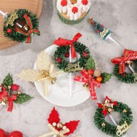 5X Merry Christmas Animal Fruit Fork Christmas Garland Mini Cartoon Kid Cake Fruit Toothpick Bento Lunch Bento Party Decoration