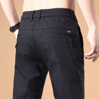 NGHG MALL-Super cool and thin high quality soft cal pants mens trend slim straight ice silk mens cal pants business all-match mens trousers