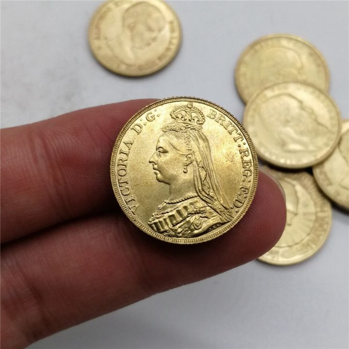 จักรพรรดิบริเตนใหญ่1887เหรียญทองเหลืองชุบเหรียญทองราชินีวิคตอเรีย