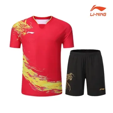 NEW Li-Ning Print China Dragon Men Badminton T-Shirts Tennis clothes Sport  Tops