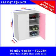 Tủ giày 2 cánh 4 tầngchất liệu nhựa Đài Loan cao cấp 2 lớp