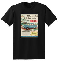 ผู้ชาย เสื้อยืดคอกลม เสื้อแขนสั้น 1955 Ford Prefect ซีดานนำมาใช้ใหม่เสื้อยืด