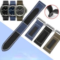 Carbon Fiber Plaid Nylon Hook and Loop Fastener Watch Strap for Panerai Luminor Series Pam01118 Pam01119 Men Watchband 24mm