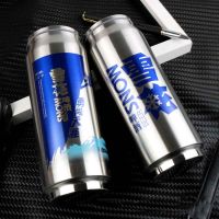 500ml Beer Can Vacuum Flask Thermos Water Bottle 304 Stainless Steel Beverage Can Thermos with Soft Silicone Straw Thermos Cup