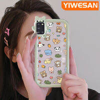 YIWESAN เคสปลอกสำหรับ Samsung A31ลายการ์ตูนน่ารักรูปสัตว์กันกระแทกเคสมือถือโปร่งใสน่ารักเลนส์กล้องถ่ายรูปสัตว์ประหลาดตัวเล็กที่เคสป้องกันเคสซิลิโคนใส