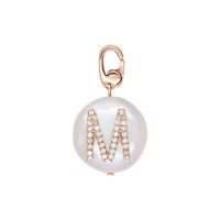 A.CEMI Initial Pearl Charm จี้มุก จี้เงินแท้ ชุบทอง 18K โรสโกลว์