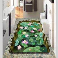 ✹ wellyu Custom floor painting beach shells 3D обои three-dimensional lotus pond living room floor decorative painting 3d flooring