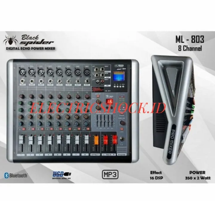 POWER MIXER BLACK SPIDER ML 803 / ML803 8CHANNEL ORIGINAL Lazada