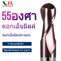 XJL ปลายจมูกบอลคาร์ไบด์ 2 ขลุ่ยเครื่องตัดเหล็กทังสเตน HRC55 °เอ็นมิลคาร์ไบด์ CNC end milling เครื่องตัดชุดเครื่องมือ