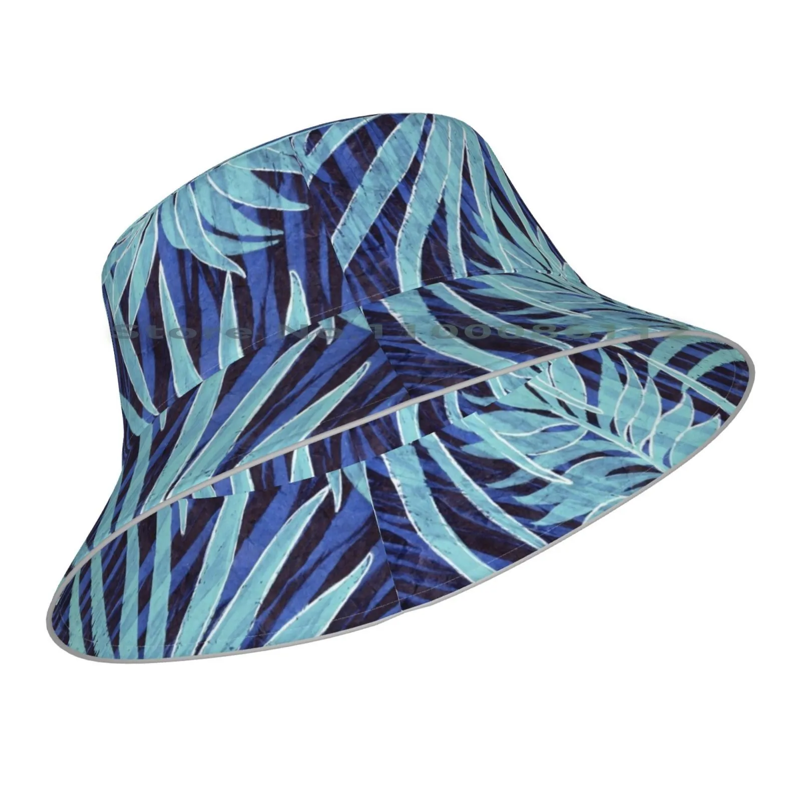 ✙❧ Java Jaunt Bucket Hat Sun Cap Jungle Aloha Rain Forest Island Tropical  Hawaiian Leaves Stripe Vintage Hand Painted Blue Indigo | Lazada Singapore