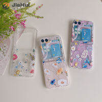 JieHui สำหรับ Samsung Z Flip5ดอกไม้สีฟ้าเดซี่แฟชั่นเคสโทรศัพท์