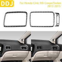 สำหรับ Honda Civic 9th Coupesedan 2013 2014 2015รถอุปกรณ์เสริมคาร์บอนไฟเบอร์ภายใน Copilot Air Outlet กรอบสติกเกอร์ตกแต่ง