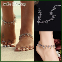 Aolie 1PC โบราณเงินดอกไม้เล็กกระดิ่งข้อเท้าข้อเท้าสร้อยข้อมือเครื่องประดับห่วงโซ่เท้า