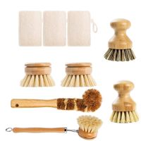 Natural Bamboo Dish Scrub Brush Set Eco Friendly Dish Brush with Bamboo Handle Dish Scrubbers Kitchen Cleaning Brush