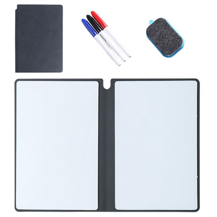 mini-whiteboard-3-color-marker-dry-erase-schools-office-to-do-lists-students-pu-leather-cover-erasable-notebook-whiteboard-notes