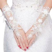 ☇ﺴ∏ Lace Fingerless Gloves Faux Pearl Floral Applique Bowknot Mittens Wedding Boho