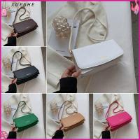 XUESHE สี่เหลี่ยมสี่เหลี่ยม กระเป๋าสะพายไหล่แบบสั้น หนังพียู สีทึบทึบ กระเป๋า Crossbody เรโทร โซ่ห่วงโซ่ ถุงใต้วงแขน สำหรับผู้หญิง