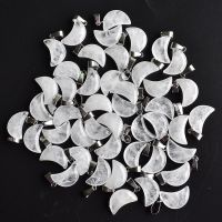 Fashion top quality bestselling natural white crystal crescent moon shape charms pendants for jewelry making Wholesale 50pcslot