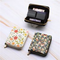 Business Card Holder Women Zipper Credit Card Case PU Leather Card Bag 24 Slots 2 Big Position