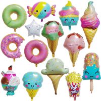 Donut Ice Cream Aluminum Film Balloon Cute Colorful Ice Cream Popcorn Childrens Birthday Party Decoration School Gift Balloons