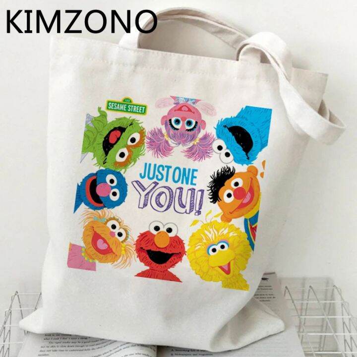 sesame-street-กระเป๋าช้อปปิ้งกระเป๋าช้อปปิ้ง-bolsas-de-tela-กระเป๋าถือช็อปปิ้งกระเป๋านักช้อป-sac-cabas-นำกลับมาใช้ใหม่ได้-bolsa-compra