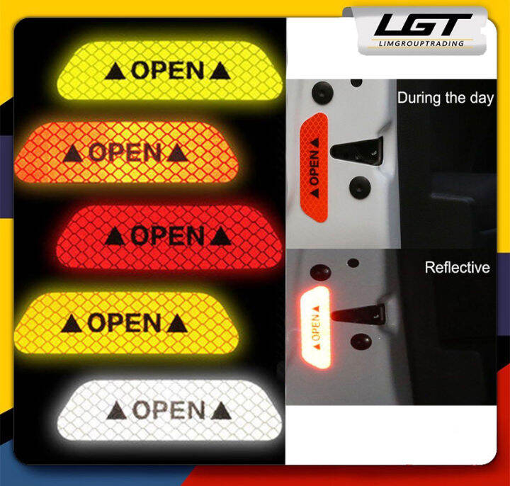 4pieces Car OPEN Reflective Sticker universal warning mark reflective