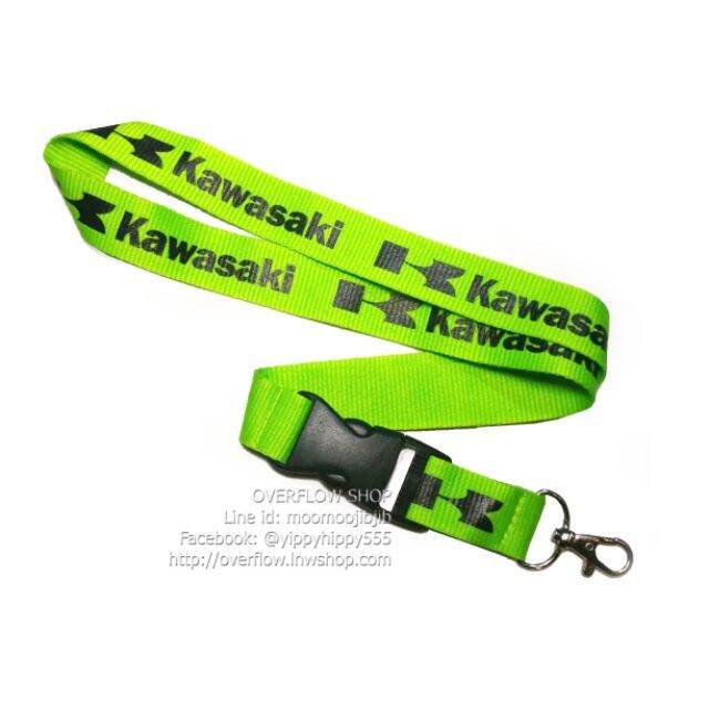 kawasaki-lanyard-ห่วงเล็ก-สายคล้องคอ-สายห้อยบัตร-สายหนา-2-5-ซม-สกรีนไม่ลอก