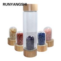 Crystal Quartz Bottle Crystal Energy Cup Gem Crystal Bottle Glass water bottle Crystal Infused Elixir Water Bottle for gift