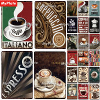 ITALIANO Metal Sign Vintage Plaque Cappuccino Tin Sign Plate Wall Decor For Bar Pub Man Cave Coffee Poster Custom Pipe Fittings Accessories