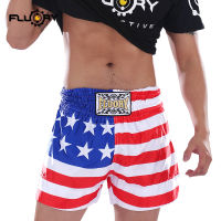 Fluory pink and white stripe boxing shorts printing star muay thai shorts