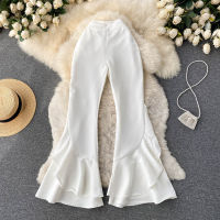 SINGREINY Women Flare Pants Design Fashion Ruffles High Waist White Casual Bottoms 2022 New Spring Streetwear Boot Cut Trousers