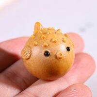 【CC】﹍  Sandalwood carving lovely fugu ornaments diy mascot childrens gift