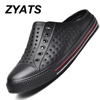 ZYATS รองเท้ากีฬาฉลุลายสำหรับชายและหญิง,รองเท้าลำลองแฟชั่นใหม่รองเท้าแฟชั่นลากครึ่งรองเท้ารูระบายอากาศชายหาดรองเท้าแตะชายหาด