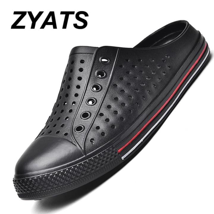 zyats-รองเท้ากีฬาฉลุลายสำหรับชายและหญิง-รองเท้าลำลองแฟชั่นใหม่รองเท้าแฟชั่นลากครึ่งรองเท้ารูระบายอากาศชายหาดรองเท้าแตะชายหาด
