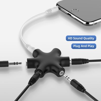 Chaunceybi 3.5mm Audio Aux Cable Splitter 1 Male to 5 Female Headphone Port 3.5 Jack Share for Tablet MP3 MP4