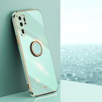 【พร้อมในสต็อก】สำหรับเคสที่มีห่วงสำหรับถือกันกระแทก TPU ขอบทองชุบ6D Huawei P30 Pro ซินลี่ (สีเขียวมิ้นต์)