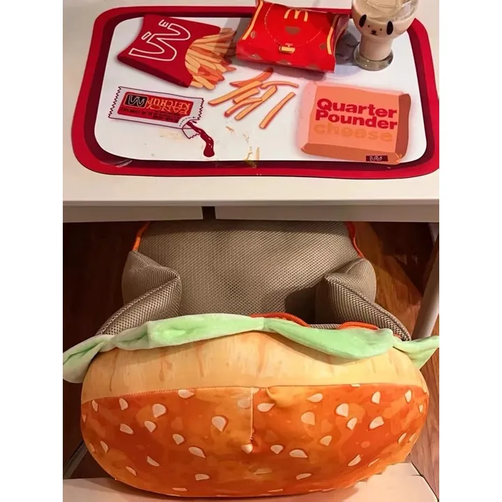 3D Plush Burger Pillow Creative Cushion Car Seat Cushion Soft