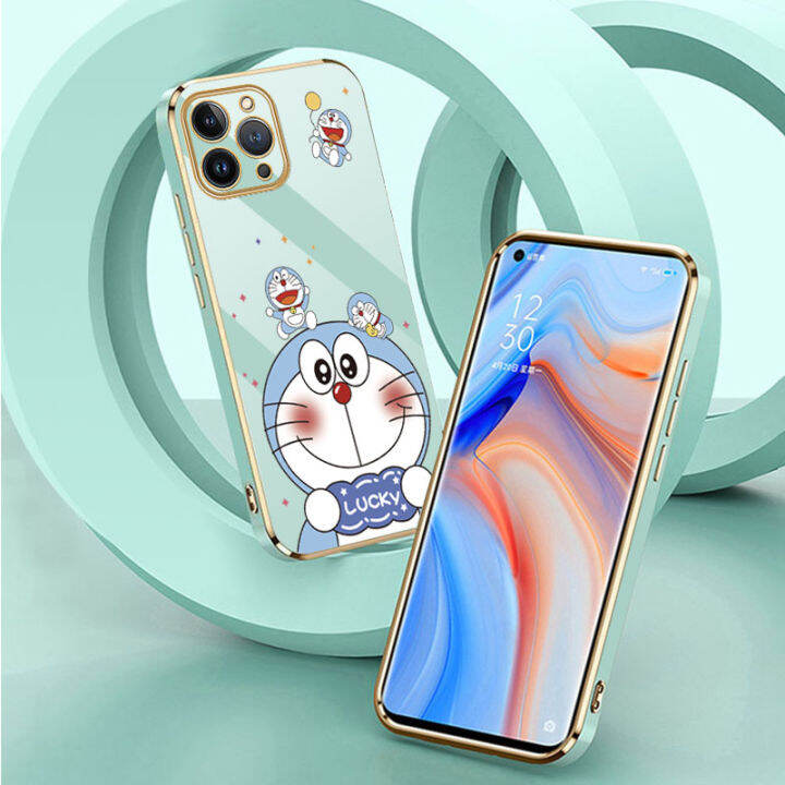 jiefie-เคสนิ่มหรูหราสำหรับ-xiaomi-redmi-9c-9a-9t-9-10-10c-10a-12c-การ์ตูนโดราเอมอนน่ารักชุบโครเมี่ยมเคสโทรศัพท์-tpu-เชือกเส้นเล็ก