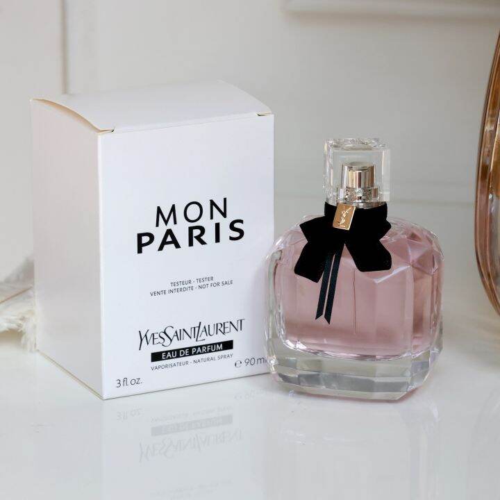 น้ำหอมปาริเซียง YSL Mon Paris EDP 90ml Tester กลิ่นจะมีความสดใส กุหลาบ