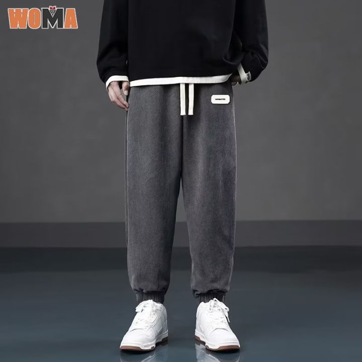 woma-กางเกง-ผู้ชาย-หย่อน-กางเกงวินเทจ-กางเกงขายาววินเทจสําหรับผู้ชาย-กางเกงเลกกิ้งหลวมๆ-กางเกงสเวตเตอร์อเนกประสงค์-กางเกงวอร์มผู้ชาย-กางเกงขายาวผู้ชาย